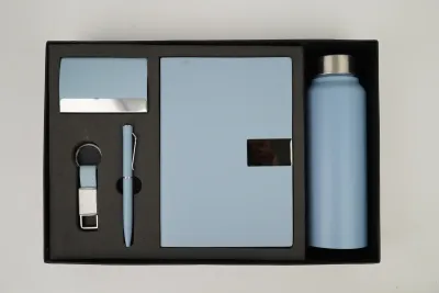 Sky Blue Nexon Leather Dairy Corporate 5pc combo ( Diary, Bottle, Cardholder, Pen &amp; Keychain)
