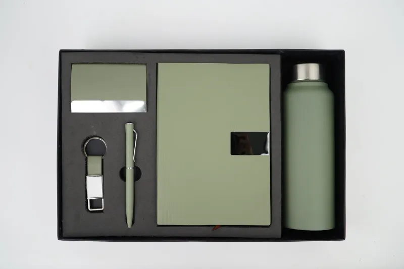 Light Green Nexon Leather Dairy Corporate 5pc combo ( Diary, Bottle, Cardholder, Pen &amp; Keychain)