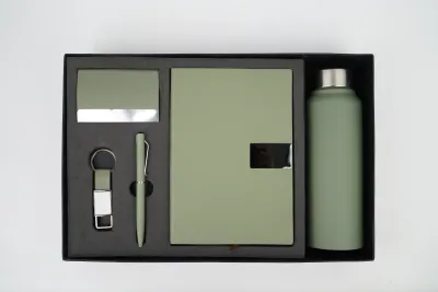 Light Green Nexon Leather Dairy Corporate 5pc combo ( Diary, Bottle, Cardholder, Pen &amp; Keychain)