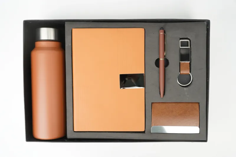 Tan Brown Nexon Leather Dairy Corporate 5pc combo ( Diary, Bottle, Cardholder, Pen &amp; Keychain)