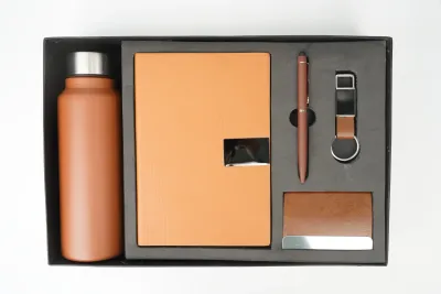 Tan Brown Nexon Leather Dairy Corporate 5pc combo ( Diary, Bottle, Cardholder, Pen &amp; Keychain)
