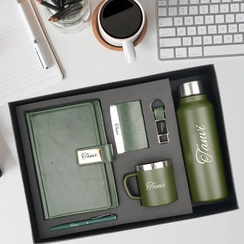 Green Corporate 6pc combo ( Diary, Bottle, Mug, Cardholder, Pen &amp; Keychain)