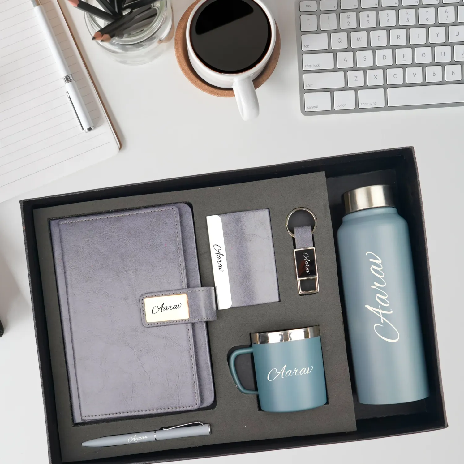 Grey Corporate 6pc combo ( Diary, Bottle, Mug, Cardholder, Pen &amp; Keychain)