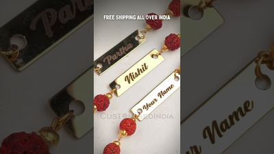 Personalized Metal Rakhi with Rudraksha