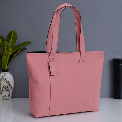 Pink Imported Leather Tote Bag - Personalised