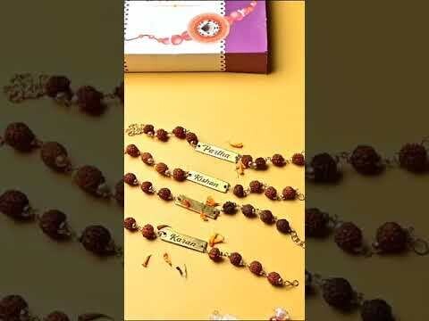Customised Metal Rakhi with Rudraksha