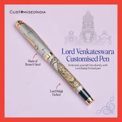 Customised Lord Tirupati Balaji Etched Pen