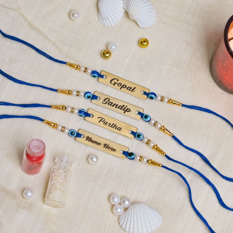 Personalized  Evil Eye Metal Rakhi with Name