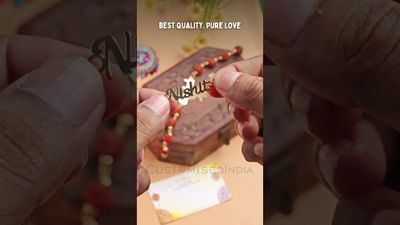 Personalized Name Cut Rakhi with Rudraksha