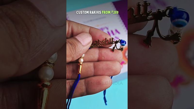 Personalized Flute Name Cut Rakhi with Evil Eye