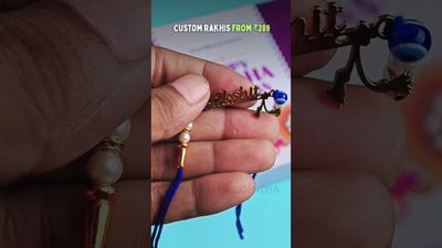 Personalized Flute Name Cut Rakhi with Evil Eye