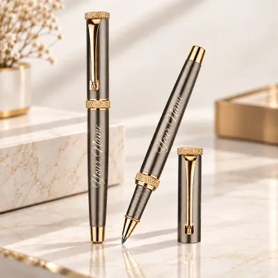 Personalised Crown Roller Pen with Gun Metal Metallic Finish