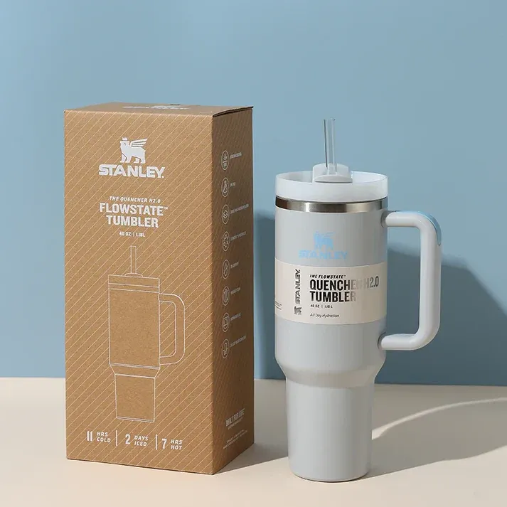 Personalized Stanley Quencher H2.0 Flowstate Tumbler - Light Grey