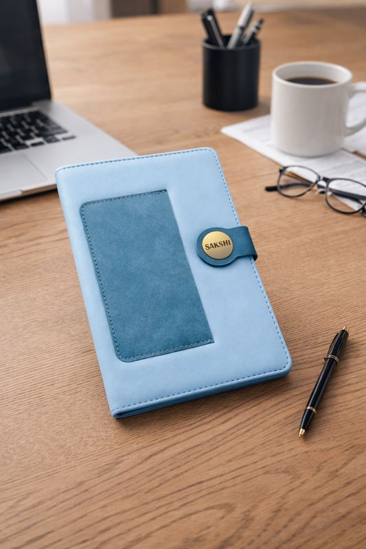 Blue Dual Shade Personalized Leather Diary