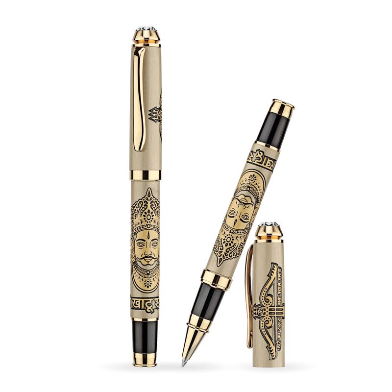 Personalized Shree Khatu Shyamji Pen – Golden Etched Pen with Name