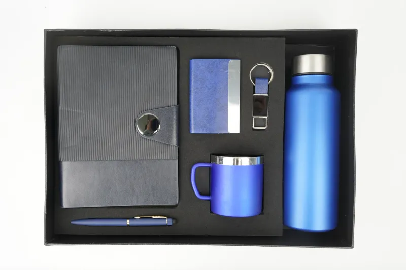 Royal Blue Nexon Flip Leather Diary, Bottle, Mug, Cardholder, Pen &amp; Keychain (Personalized Corporate 6pc Combo)