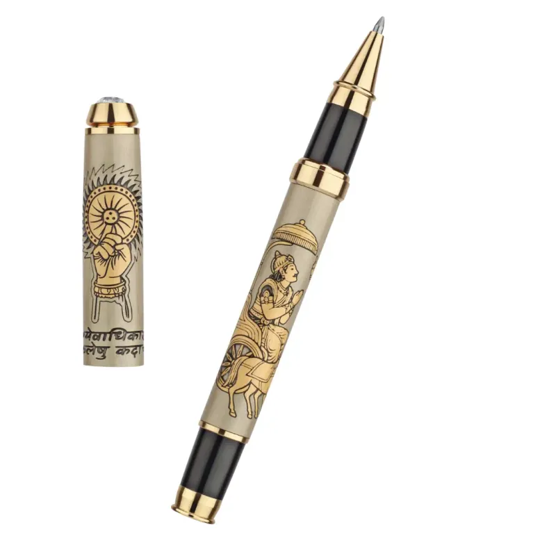 Bhagwat Geeta Pen - Lord Krishna &amp; Arjun Divine Pen With Name