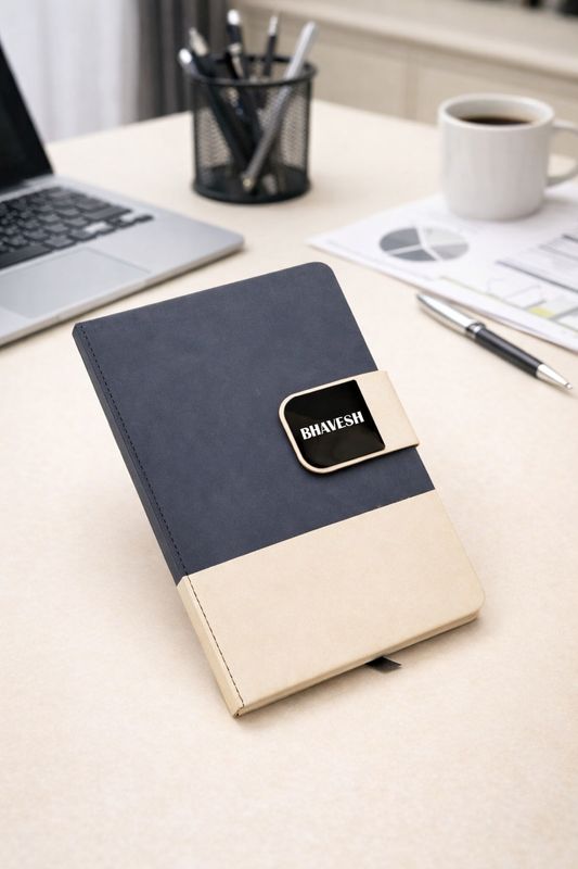 Duotone Pro Personalized Diary - Charcoal Ivory Colour