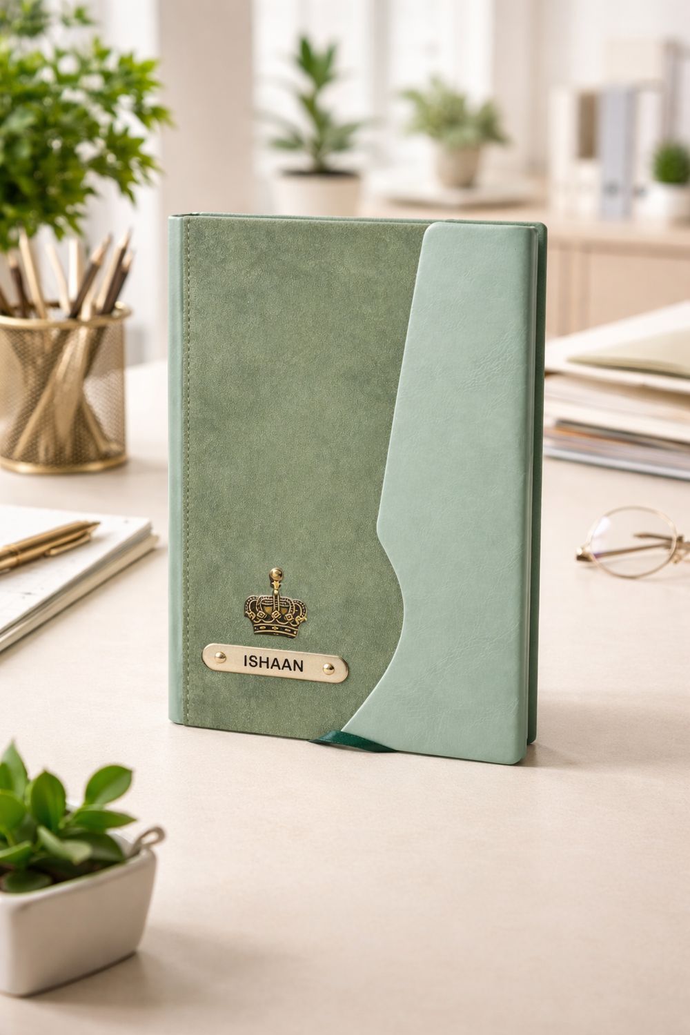 Personalized Urban Earth Diary - Calm Pistachio Green Colour