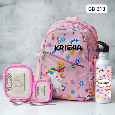 Personalized Kids Unicorn Themed School Bag (14 inches)