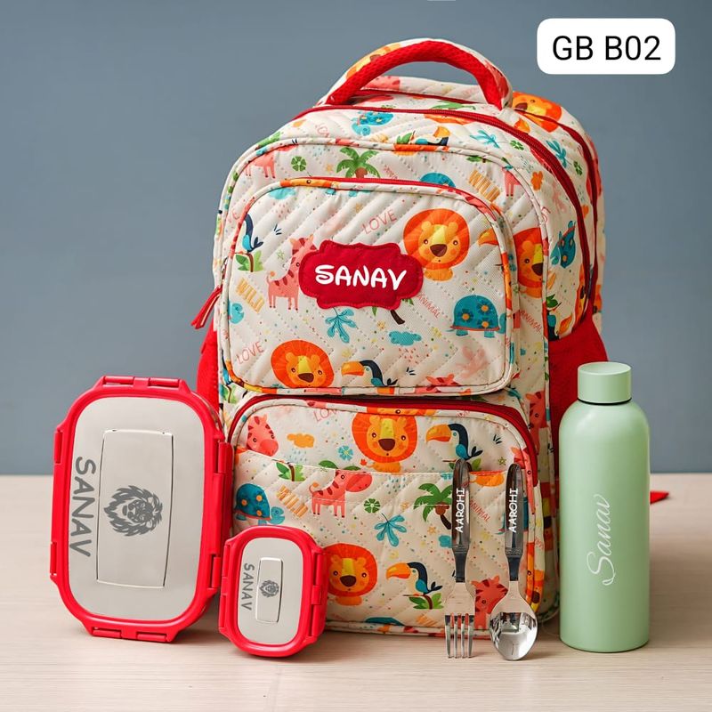 Personalized Kids School Essentials Kit - Animals Theme (18 inches)