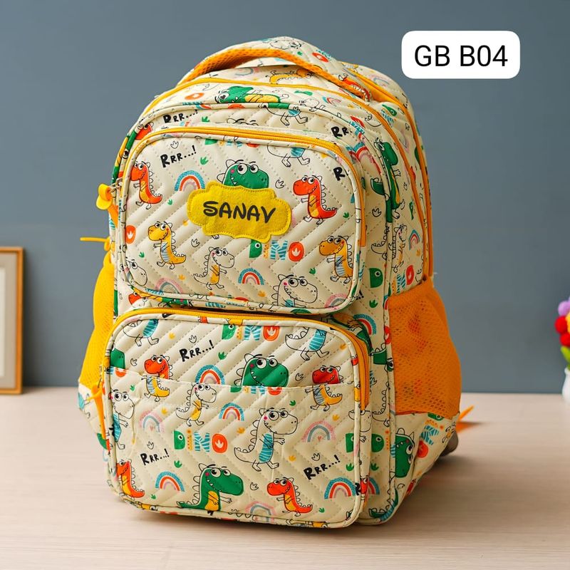 Personalized Kids School Essentials Kit - Yellow Dino Theme (18 inches)