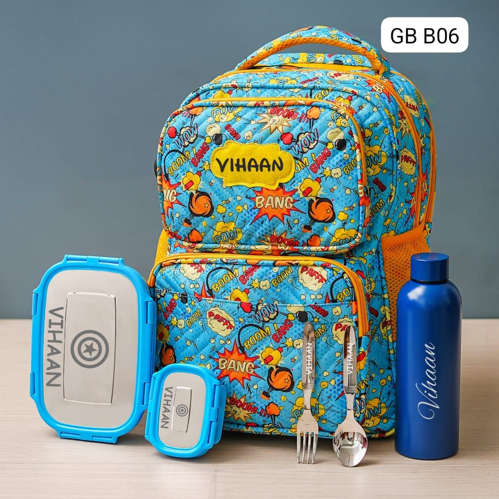 Personalized Kids School Essentials Kit - Boom Bang Theme (18 inches)