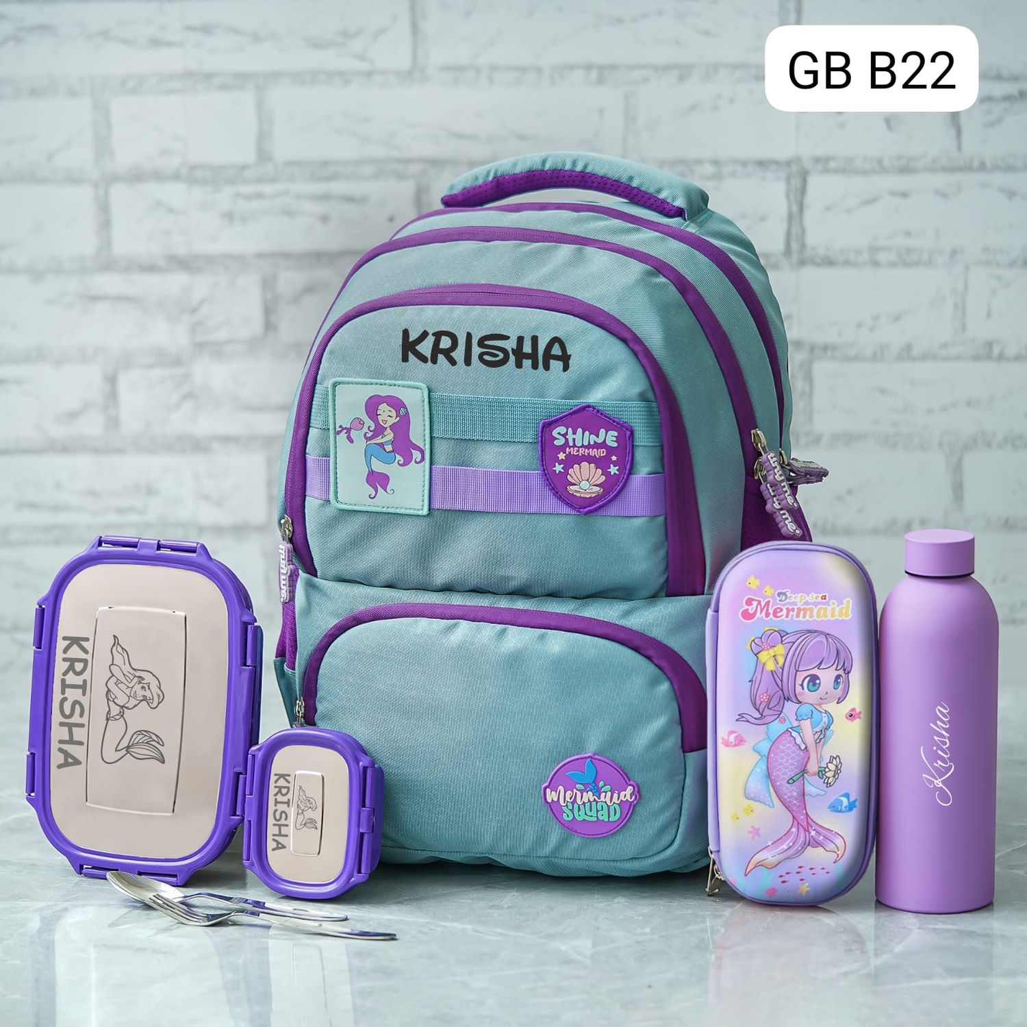 Personalized Mermaid Themed School Bag (16 inches)