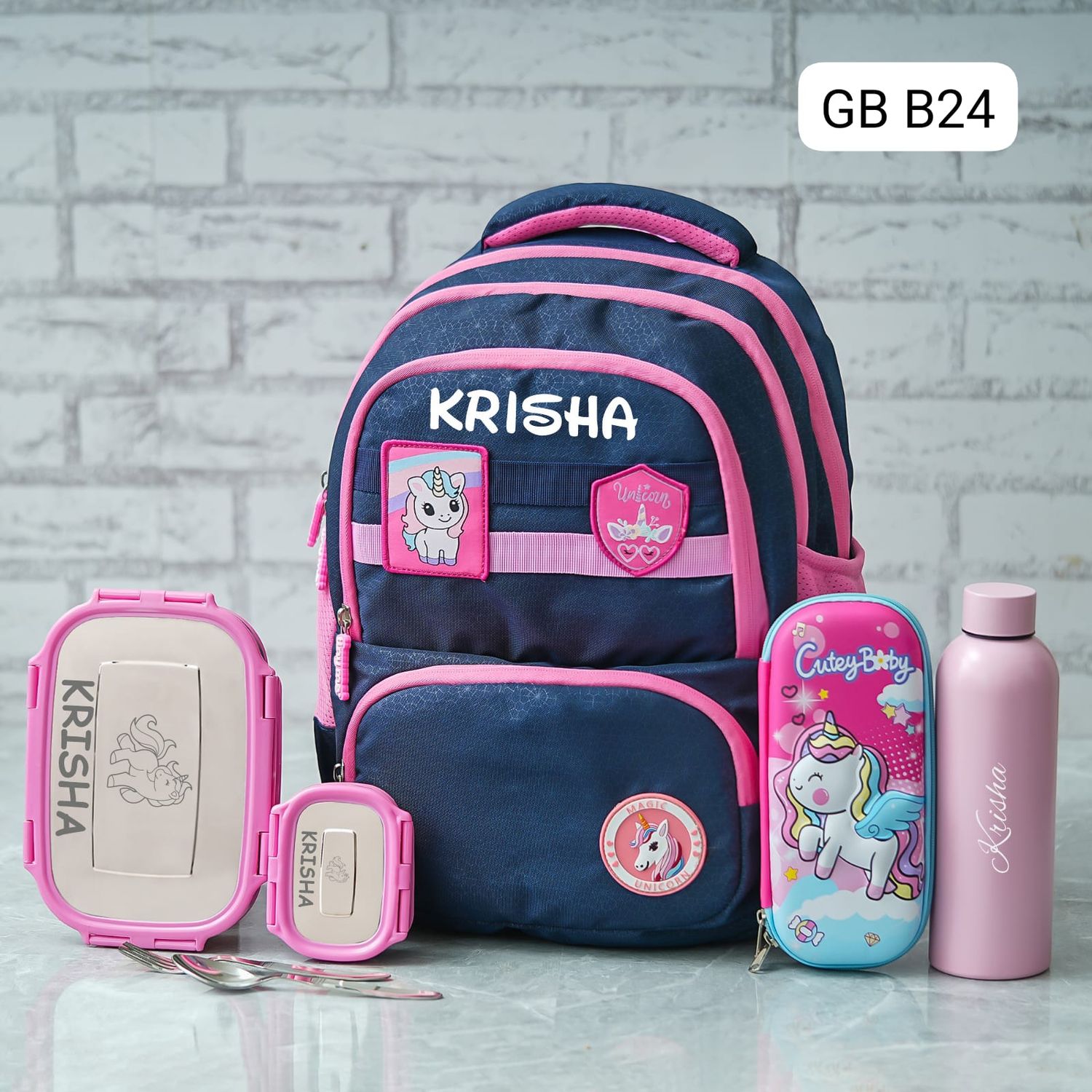 Personalized Unicorn Themed School Bag (16 inches)