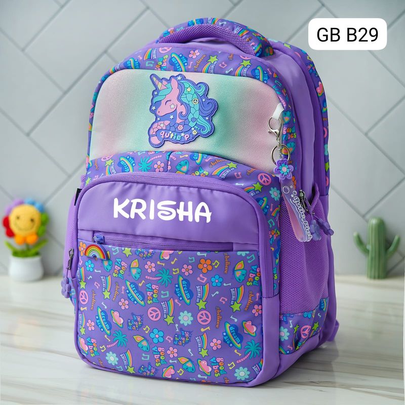 Customized Purple Unicorn Holographic School Bag (18 inches)
