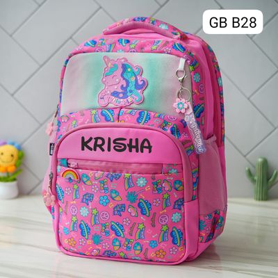 Customized Pink Unicorn Holographic School Bag (18 inches)