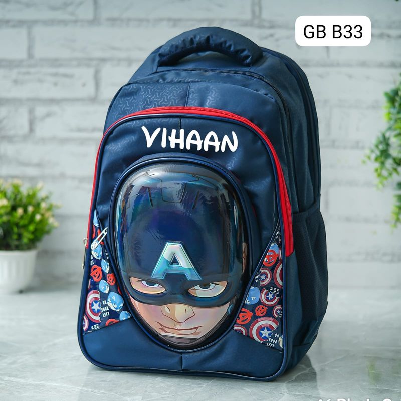 Customized Captain America Themed Avengers Hard Shell School Bag (18 inches)