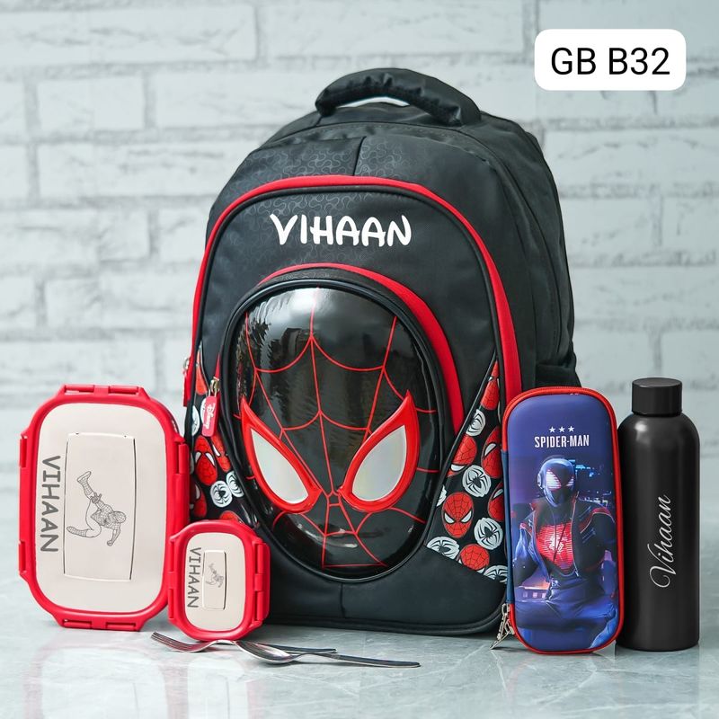 Customized Spider Man Themed Avengers Hard Shell School Bag (18 inches)