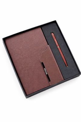 Strivo Personalized Diary and Pen Combo Set - Brown Colour