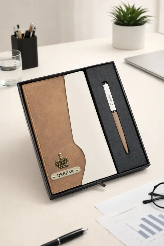 Personalized Urban Earth Diary + Pen Combo - Caramel Dune Biege Colour