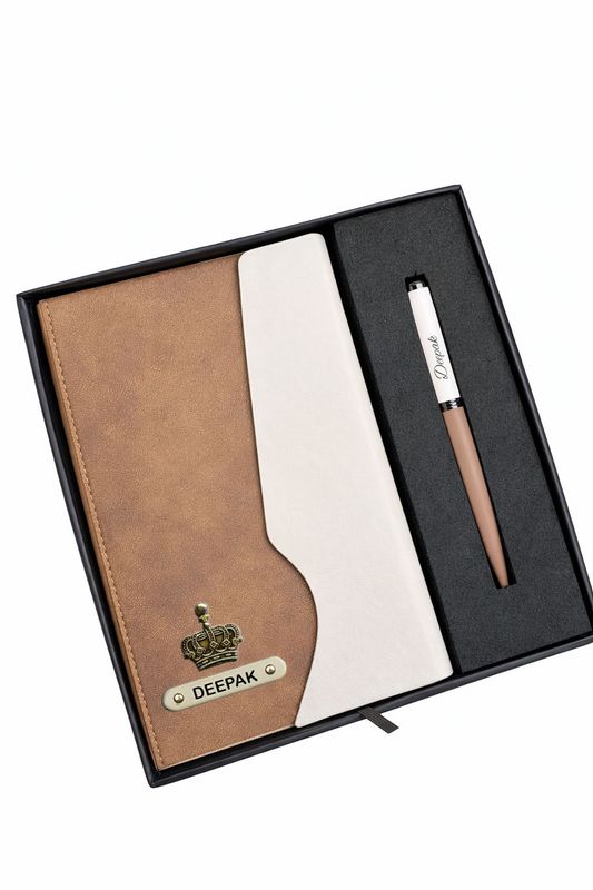 Personalized Urban Earth Diary + Pen Combo - Caramel Dune Biege Colour