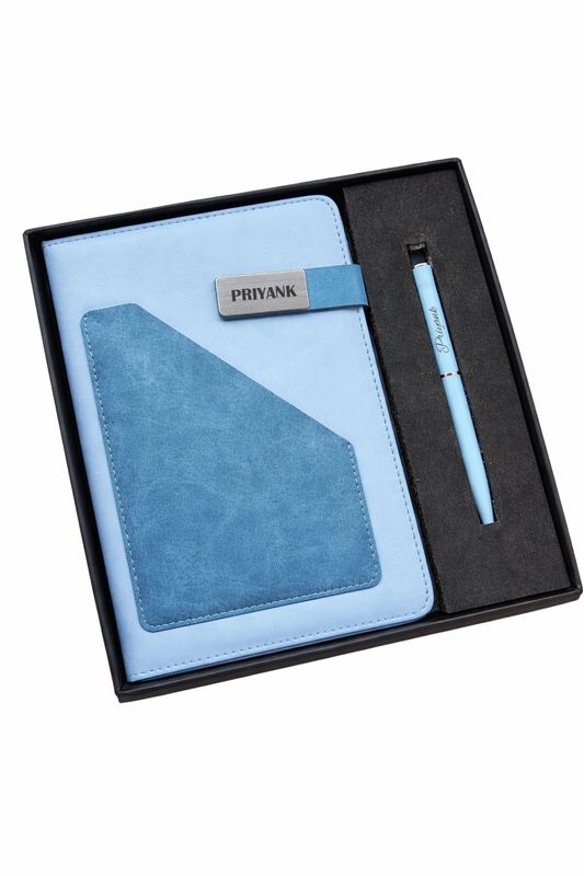 Terra Luxe Personalized Diary and Pen Combo Set - Sky Blue