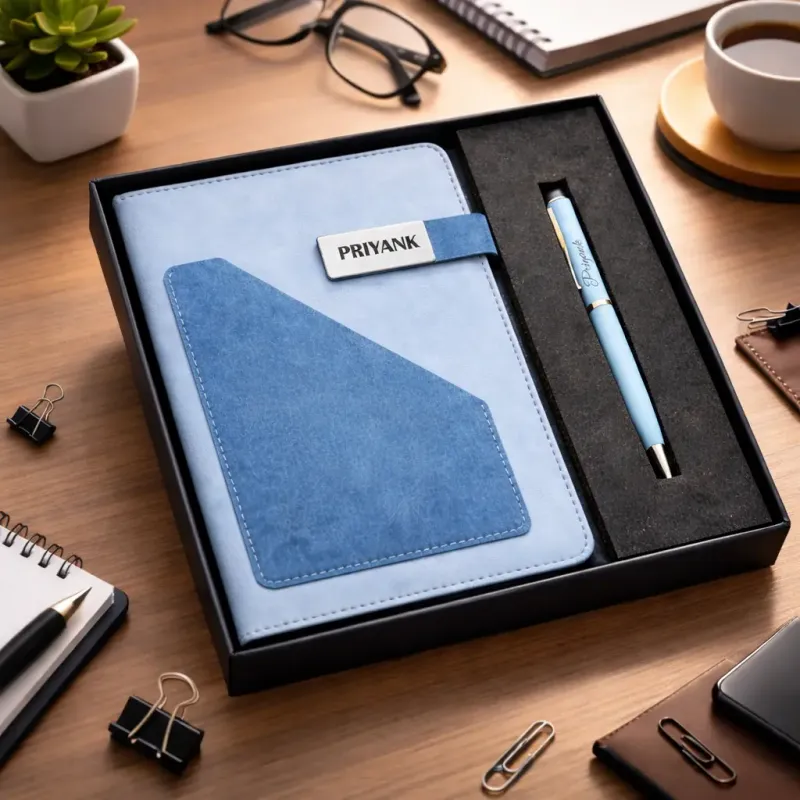 Terra Luxe Personalized Diary and Pen Combo Set - Sky Blue