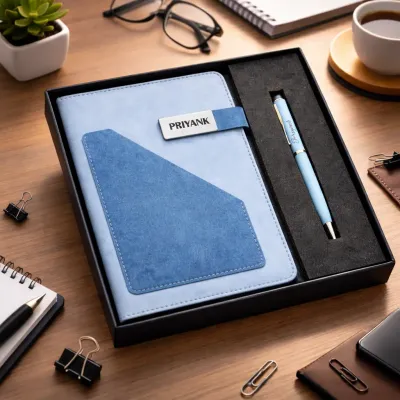 Terra Luxe Personalized Diary and Pen Combo Set - Sky Blue