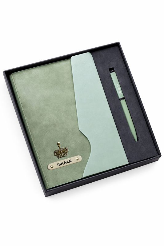 Personalized Urban Earth Diary + Pen Combo - Pistachio Calm Colour