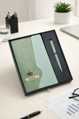 Personalized Urban Earth Diary + Pen Combo - Pistachio Calm Colour