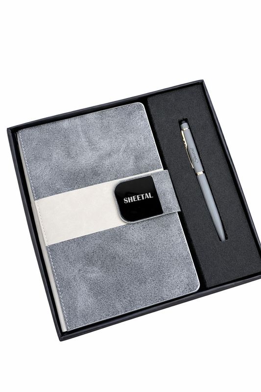 Velmont Personalized Diary and Pen Combo Set - Graphite Slate- Grey Colour