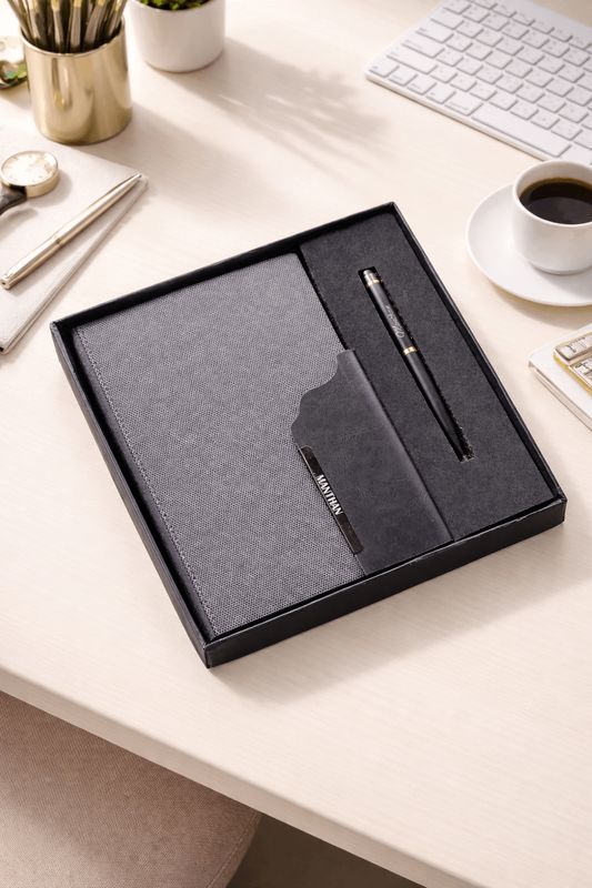 Strivo Personalized Diary and Pen Combo Set - Black Colour