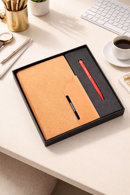 Strivo Personalized Diary and Pen Combo Set - Tan Colour