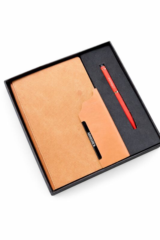 Strivo Personalized Diary and Pen Combo Set - Tan Colour