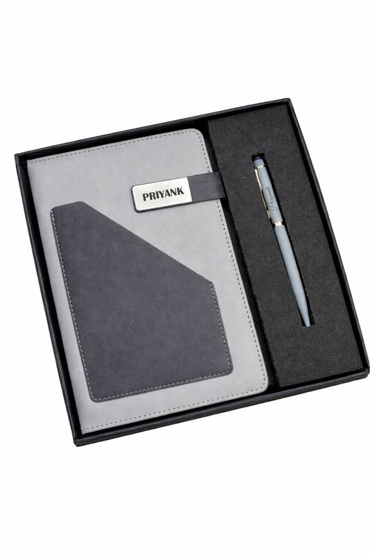 Terra Luxe Personalized Diary and Pen Combo Set - Charcoal Black