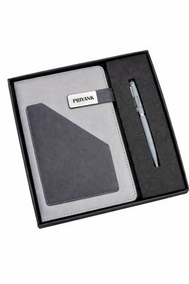 Terra Luxe Personalized Diary and Pen Combo Set - Charcoal Black