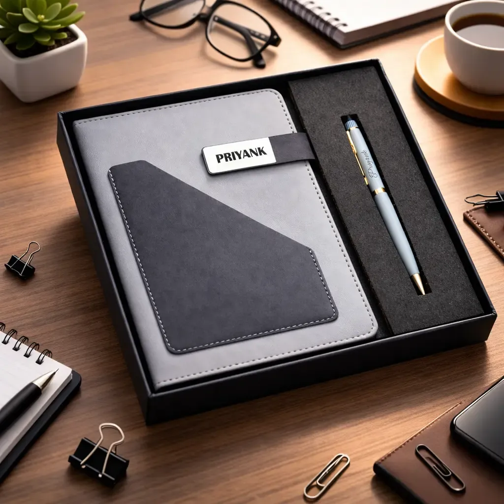 Terra Luxe Personalized Diary and Pen Combo Set - Charcoal Black