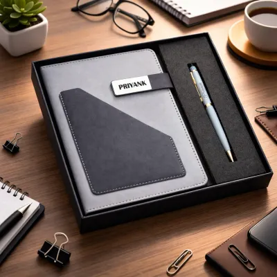 Terra Luxe Personalized Diary and Pen Combo Set - Charcoal Black
