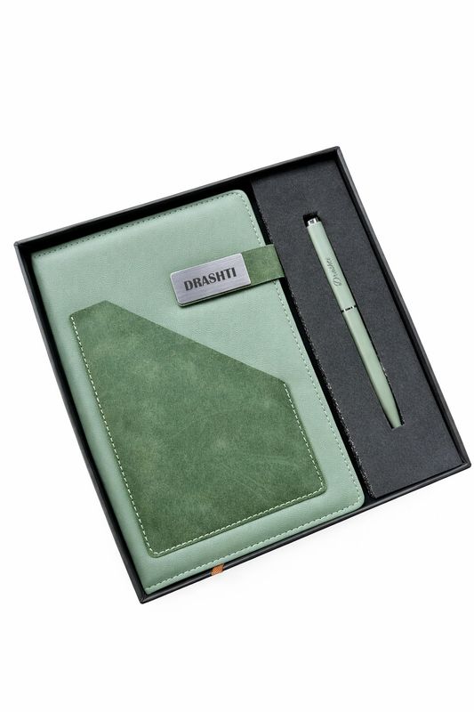 Terra Luxe Personalized Diary and Pen Combo Set - Sage Green